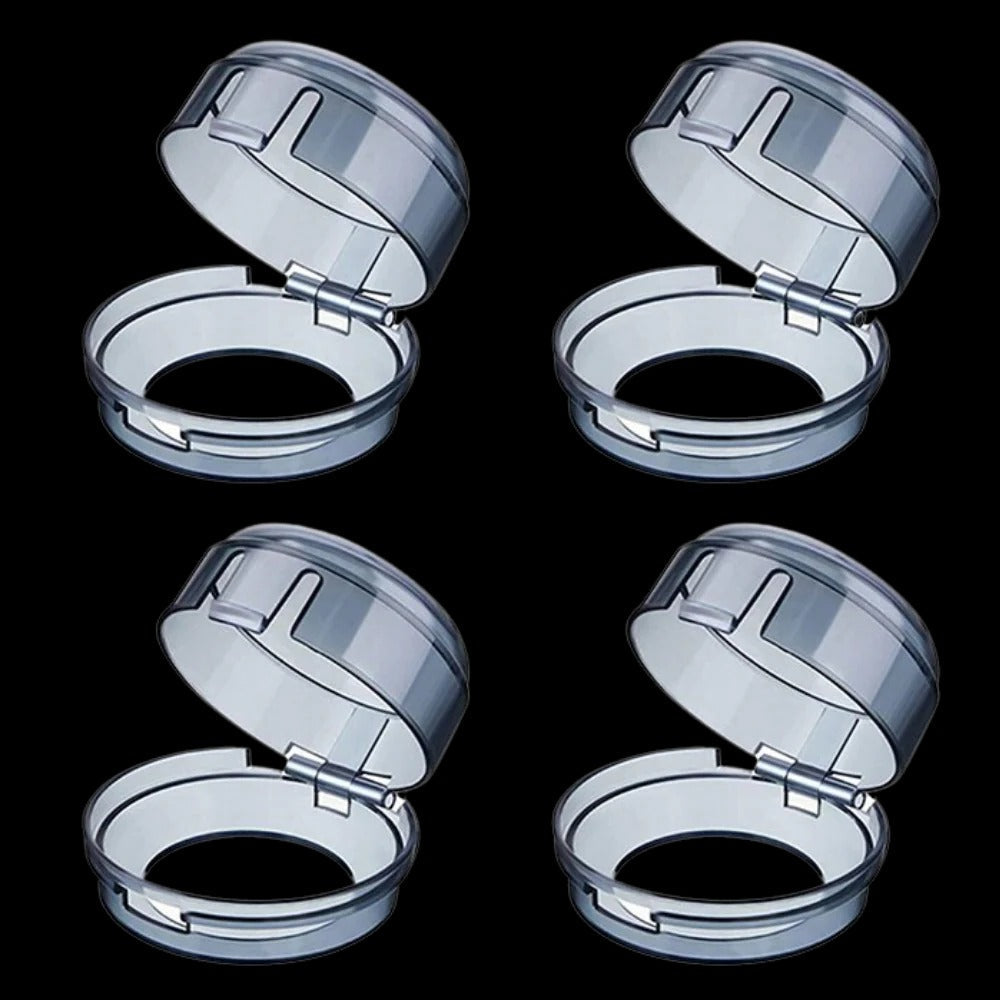 Stove Knob Safety Covers with Hinged Design and Clear Visibility, 4-Pack All Vera Mart