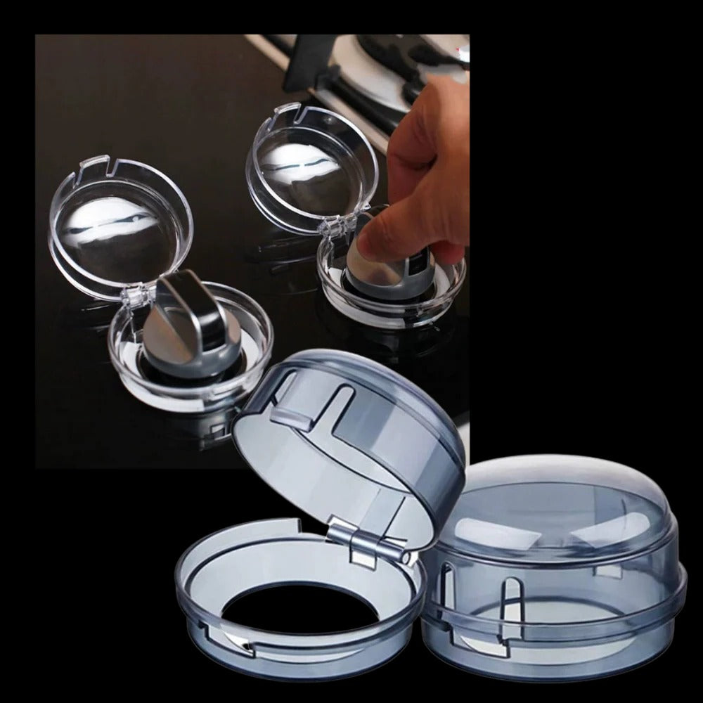 Stove Knob Safety Covers with Hinged Design and Clear Visibility, 4-Pack All Vera Mart