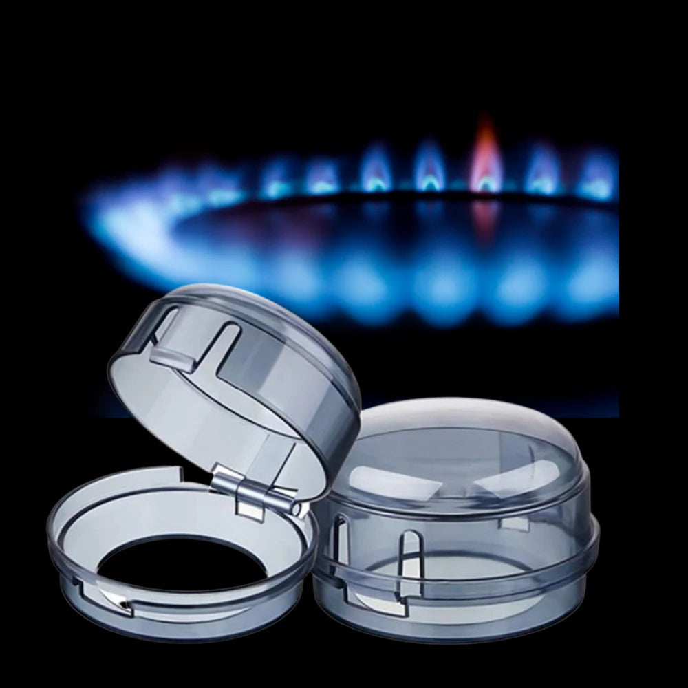 Stove Knob Safety Covers with Hinged Design and Clear Visibility, 4-Pack All Vera Mart