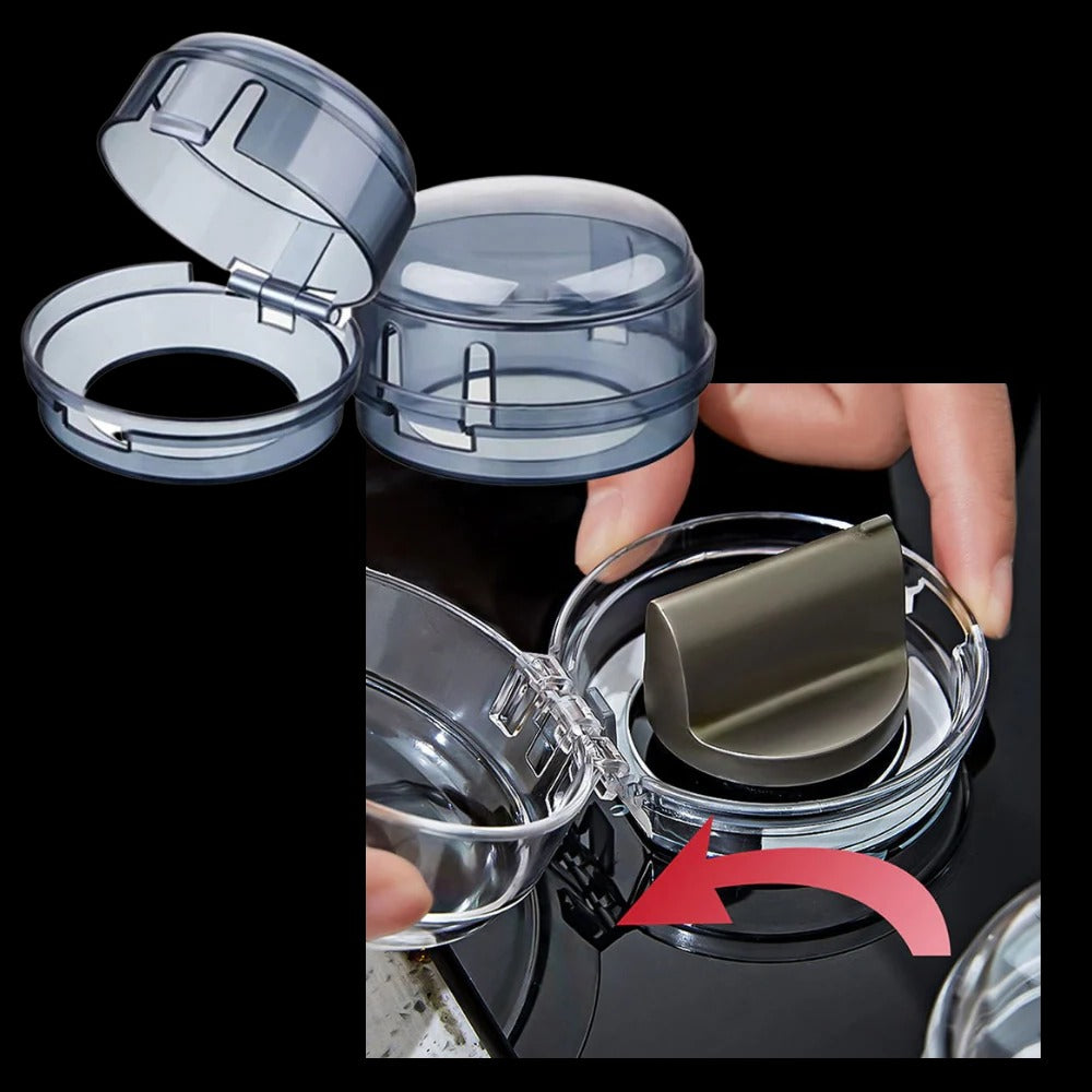 Stove Knob Safety Covers with Hinged Design and Clear Visibility, 4-Pack All Vera Mart