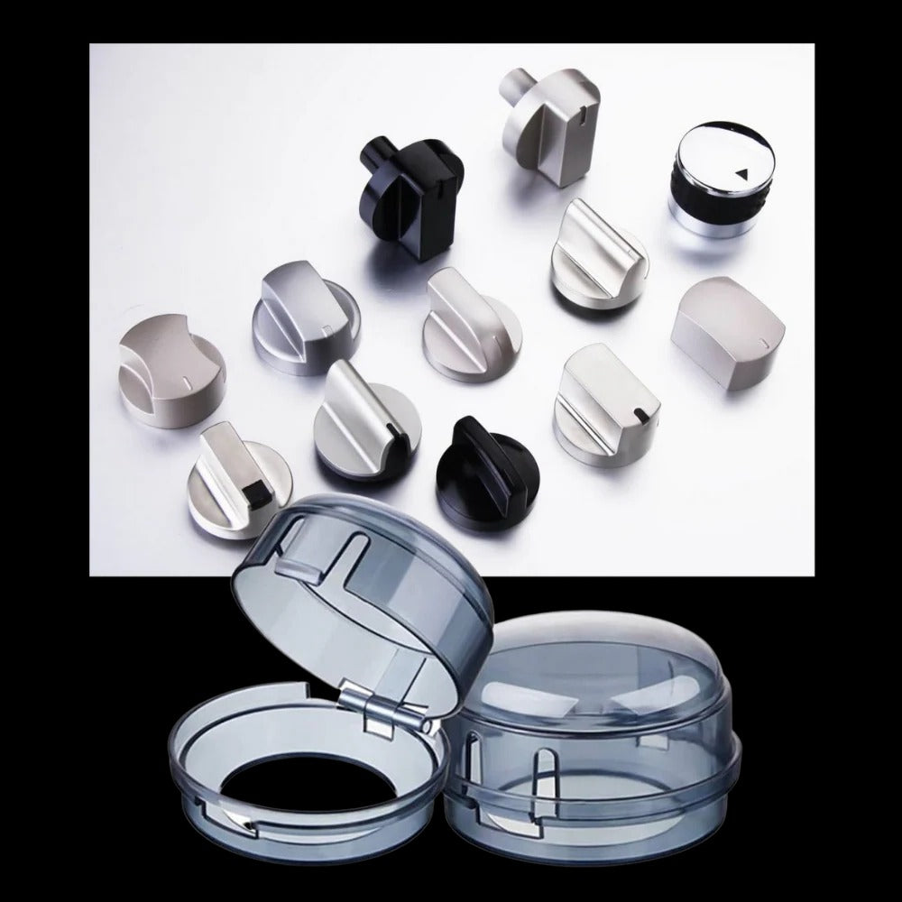Stove Knob Safety Covers with Hinged Design and Clear Visibility, 4-Pack All Vera Mart