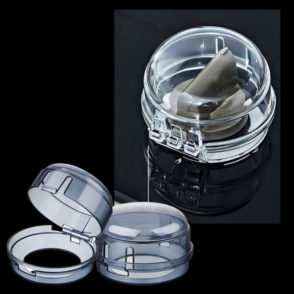Stove Knob Safety Covers with Hinged Design and Clear Visibility, 4-Pack All Vera Mart