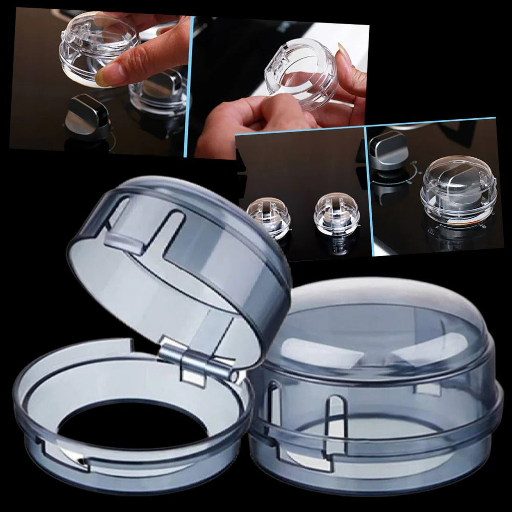 Stove Knob Safety Covers with Hinged Design and Clear Visibility, 4-Pack All Vera Mart