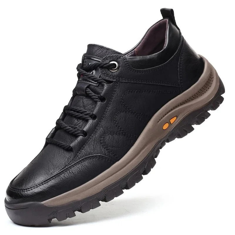 Arch Support Outdoor Shoes with Sealed Cowhide and Textured Rubber Sole All Vera Mart