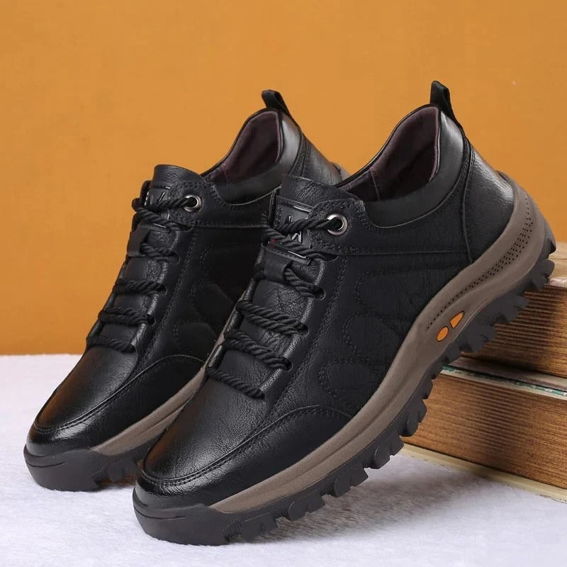 Arch Support Outdoor Shoes with Sealed Cowhide and Textured Rubber Sole All Vera Mart