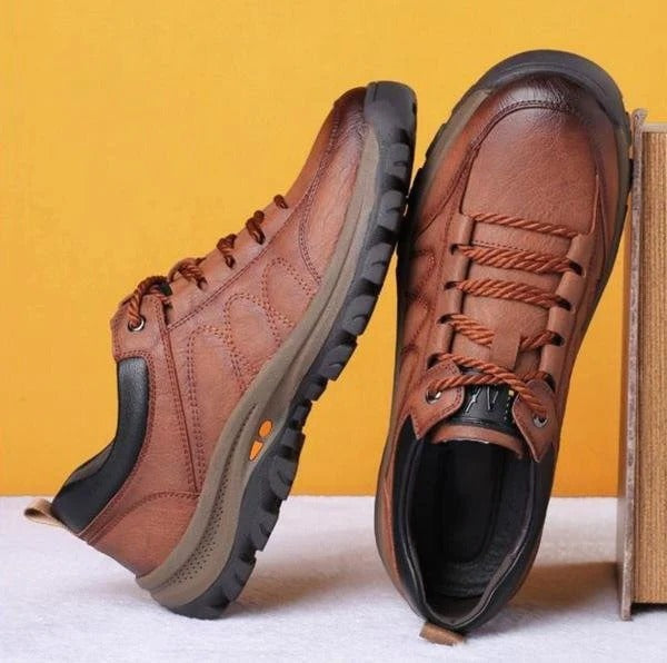 Arch Support Outdoor Shoes with Sealed Cowhide and Textured Rubber Sole All Vera Mart