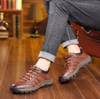 Arch Support Outdoor Shoes with Sealed Cowhide and Textured Rubber Sole All Vera Mart