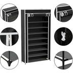 Tall Slim Shoe Rack That Holds Up to 30 Pairs with Tool Free Assembly and Non Slip Base