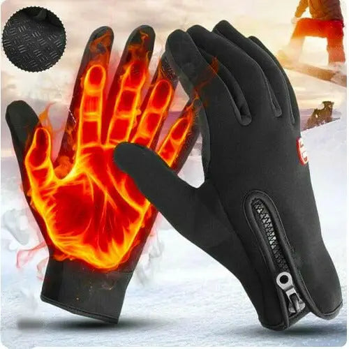 Touchscreen Winter Gloves with Triple-Layer Insulation and Anti-Slip Palm, Zippered Cuff All Vera Mart
