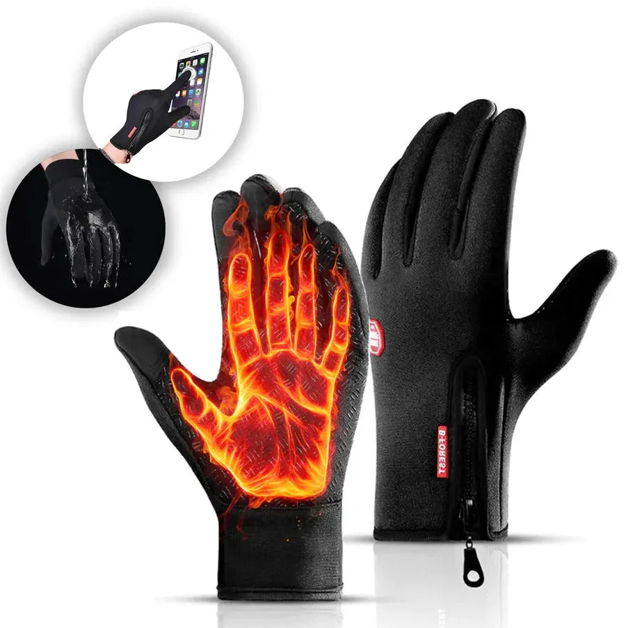 Touchscreen Winter Gloves with Triple-Layer Insulation and Anti-Slip Palm, Zippered Cuff All Vera Mart