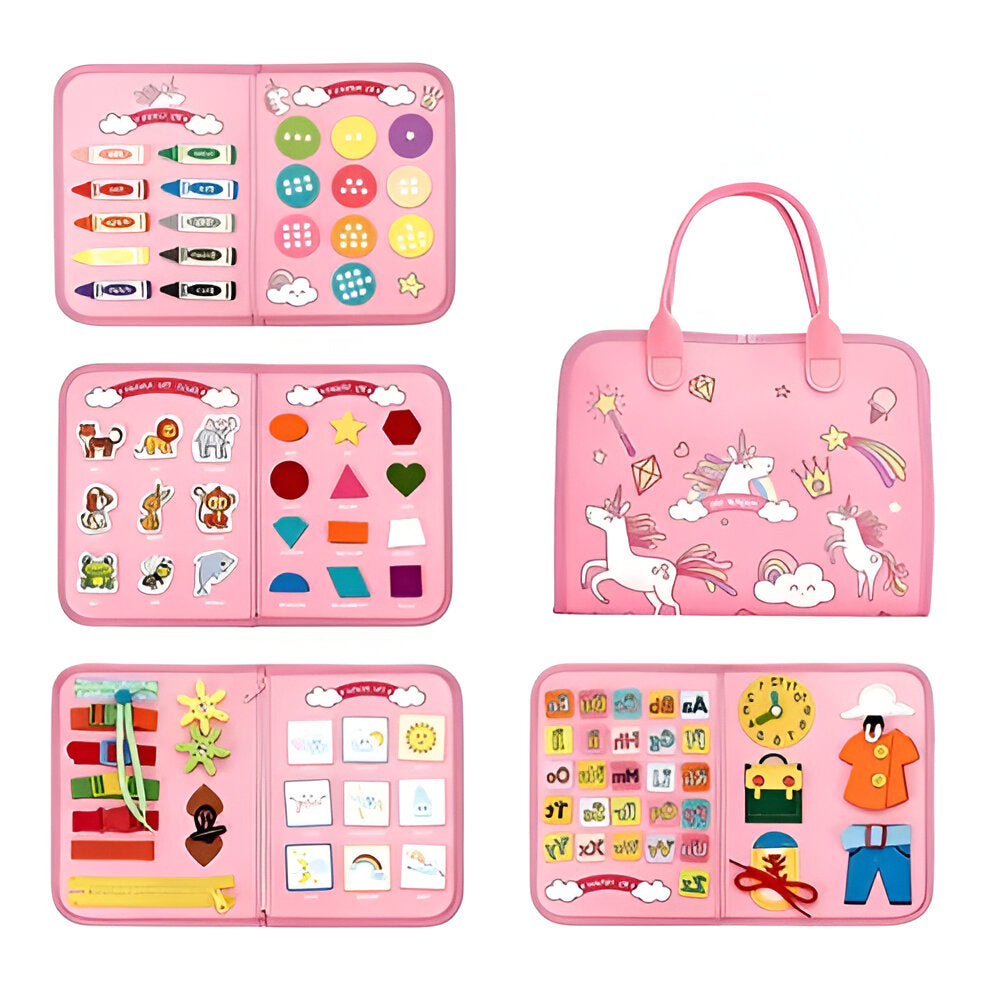 Interactive Sensory Board with Multiple Activity Elements for Toddler Motor Skills All Vera Mart
