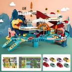 Multi-Level Racing Track Set with Eight Cars and Dinosaur Theme All Vera Mart