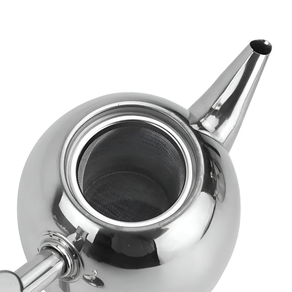 Stainless Steel Teapot with Built-In Strainer and Drip-Resistant Spout, 33oz All Vera Mart