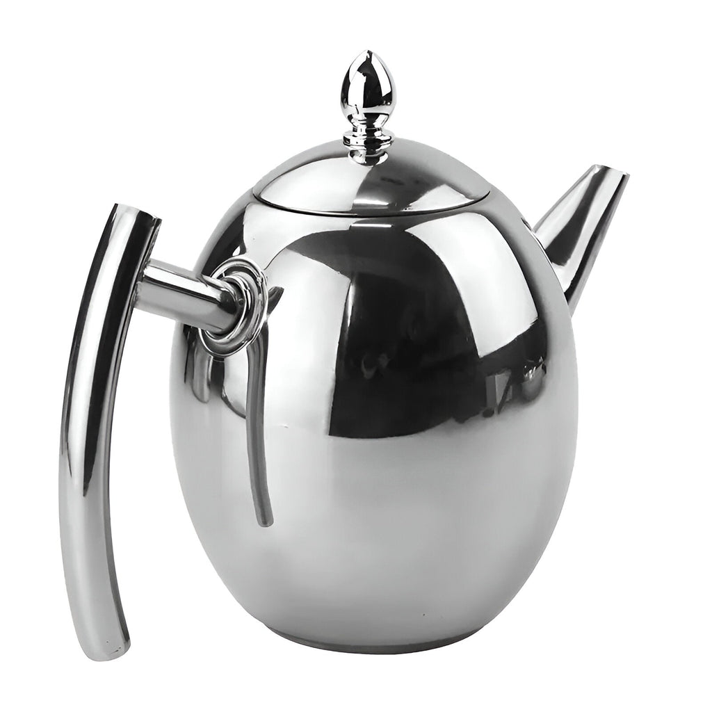 Stainless Steel Teapot with Built-In Strainer and Drip-Resistant Spout, 33oz All Vera Mart