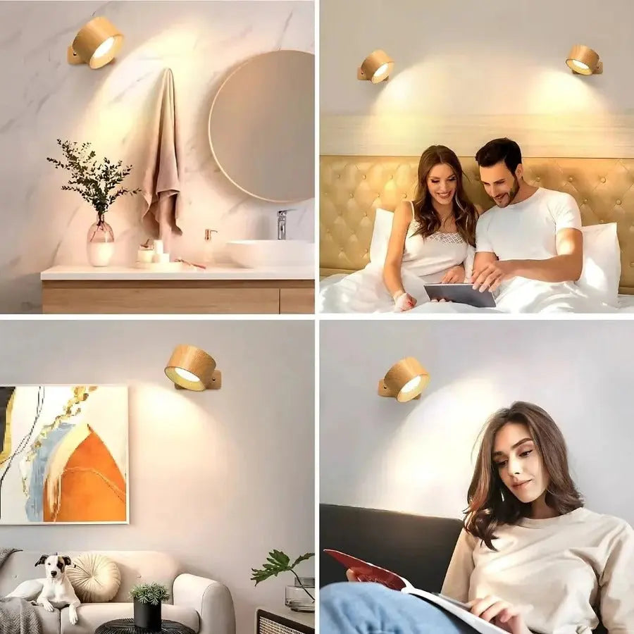 Rechargeable Wall Lamp with Magnetic 360° Swivel and Touch Dimmer, USB-C Charging All Vera Mart