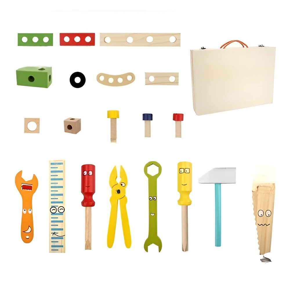 Building Block Toolbox with 35 Snap-Together Pieces for Ages 3+ All Vera Mart
