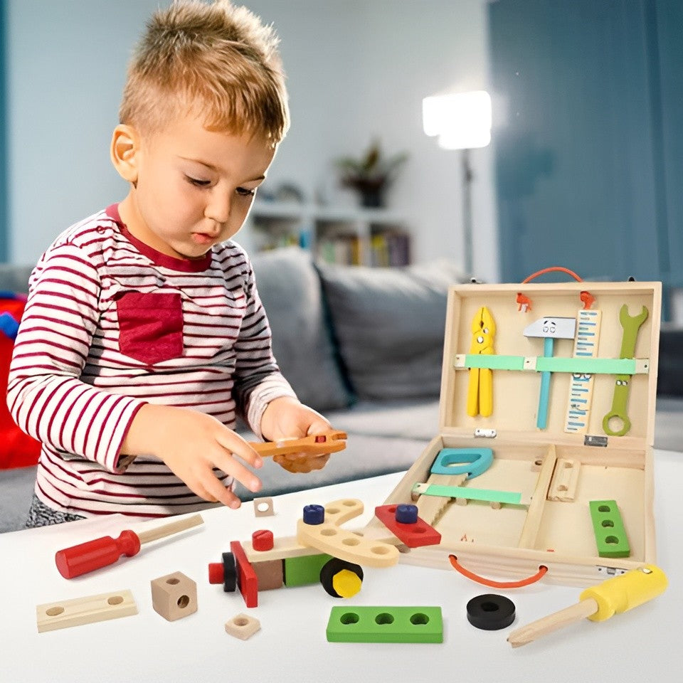 Building Block Toolbox with 35 Snap-Together Pieces for Ages 3+ All Vera Mart