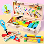 Building Block Toolbox with 35 Snap-Together Pieces for Ages 3+ All Vera Mart