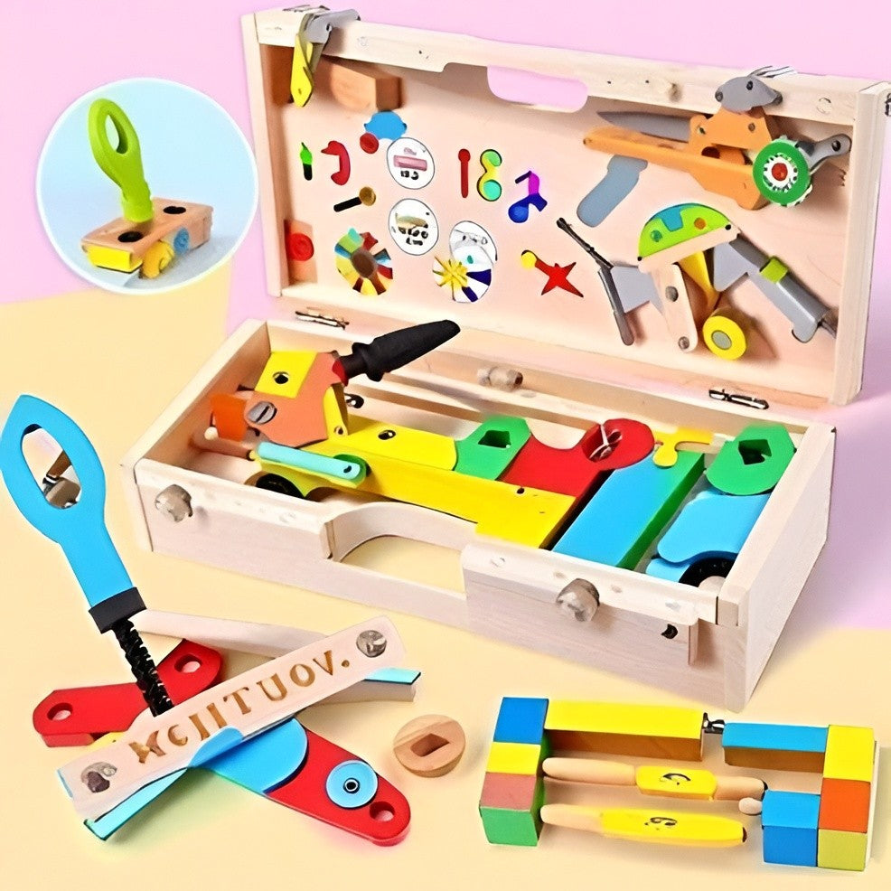 Building Block Toolbox with 35 Snap-Together Pieces for Ages 3+ All Vera Mart