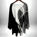 Women's Geometric Print Top with Asymmetric Hem and Long Sleeves All Vera Mart