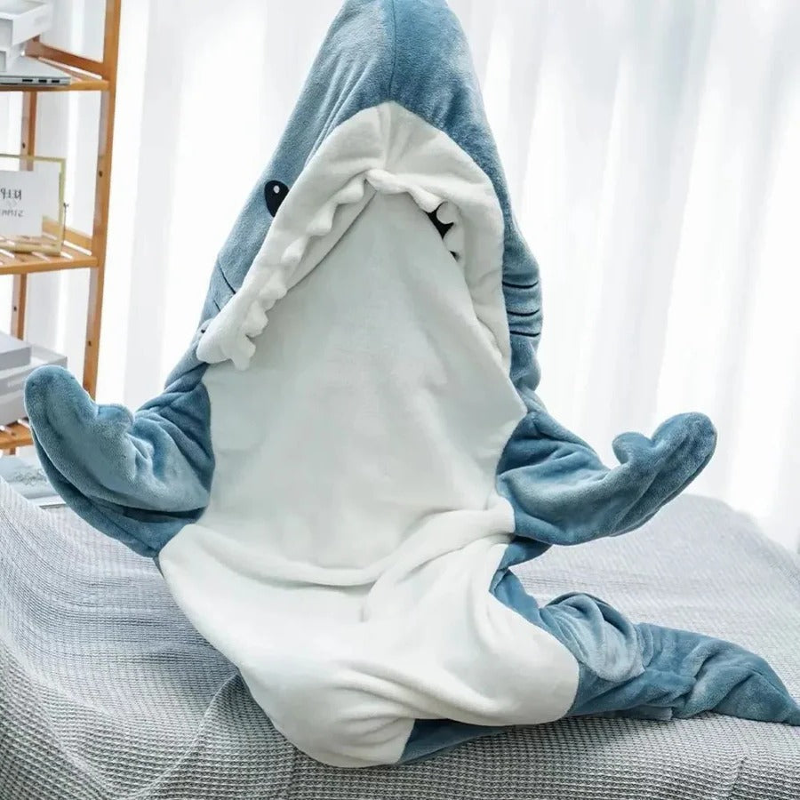 Shark Mouth Hoodie Blanket for Adults with Plush Flannelette and Full Body Coverage All Vera Mart