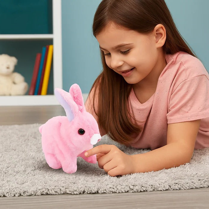 Hopping Bunny Toy with Battery Powered Motion and Soft Plush Fabric All Vera Mart