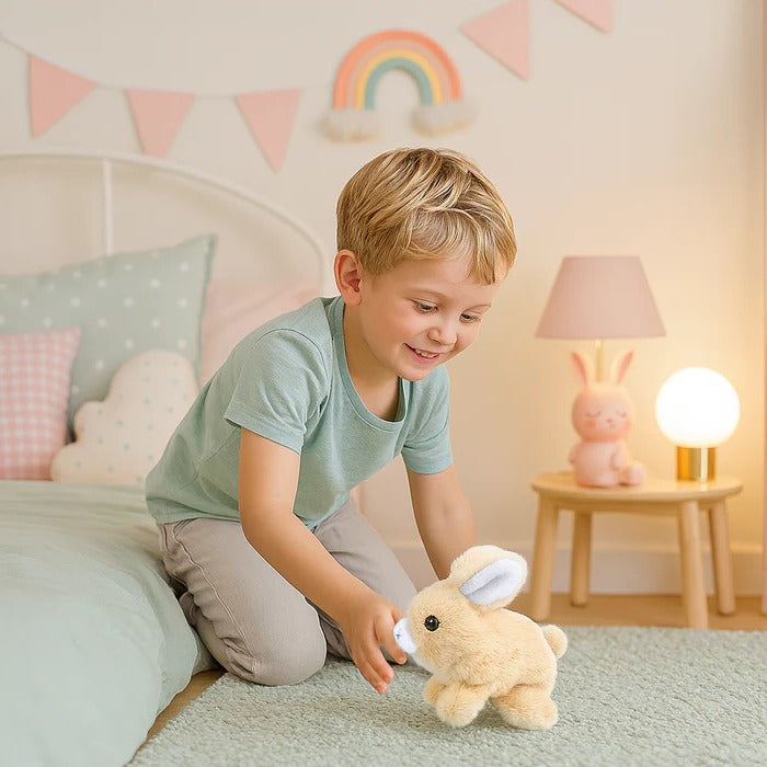 Hopping Bunny Toy with Battery Powered Motion and Soft Plush Fabric All Vera Mart