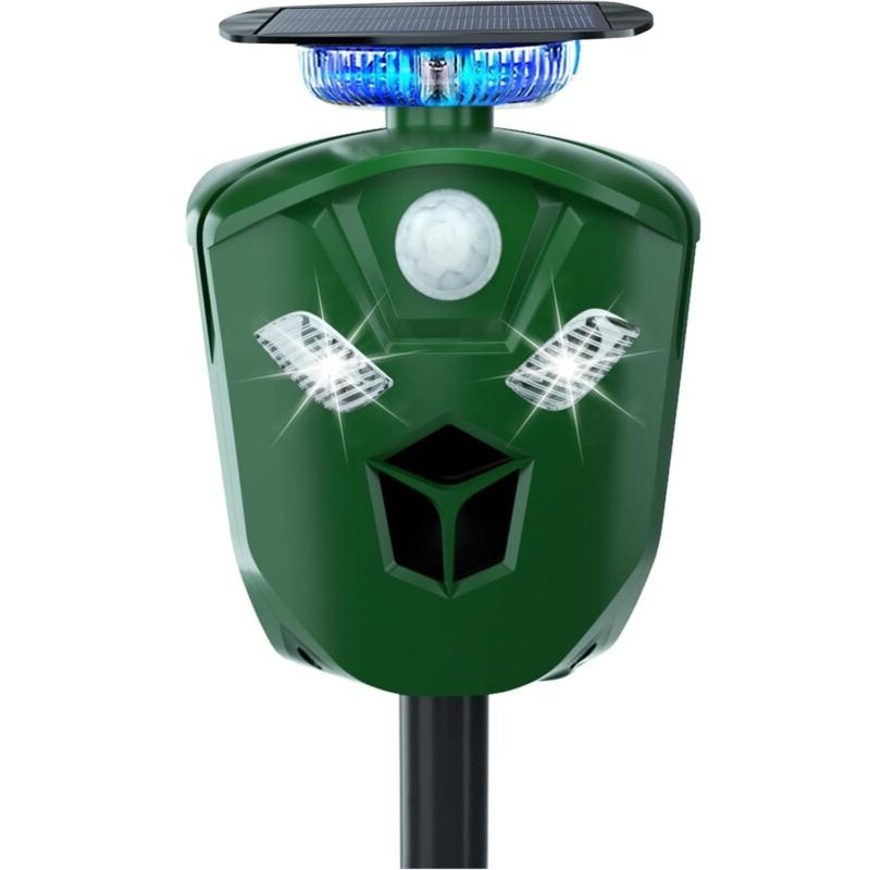 Motion Sensing Animal Repeller with Solar Charging and LED Deterrent, 32ft Detection All Vera Mart