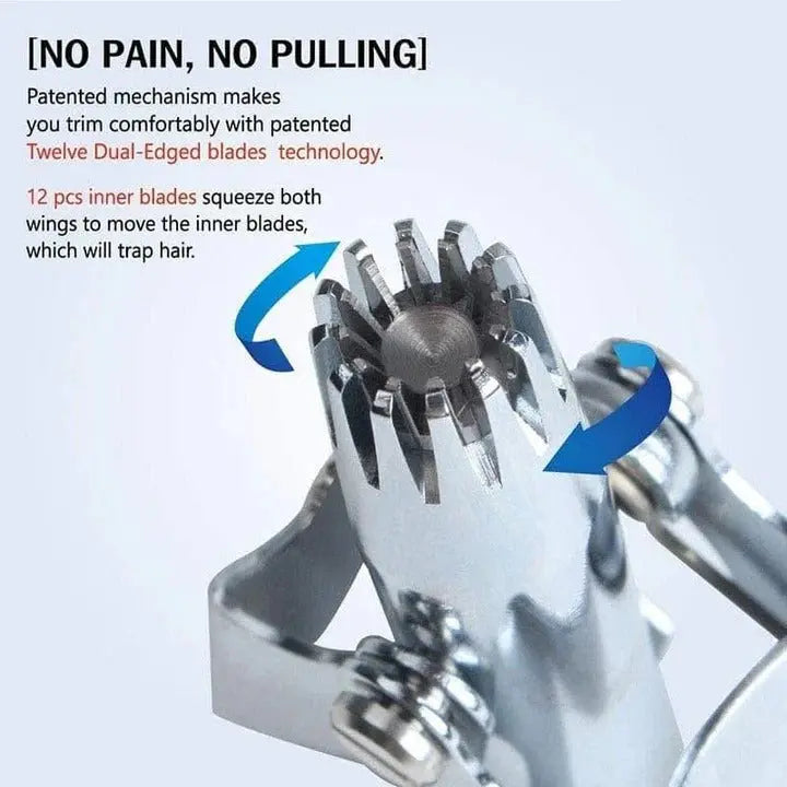 Nose Hair Trimmer with Manual Twist Action and Safety Blades, Compact Stainless Steel All Vera Mart