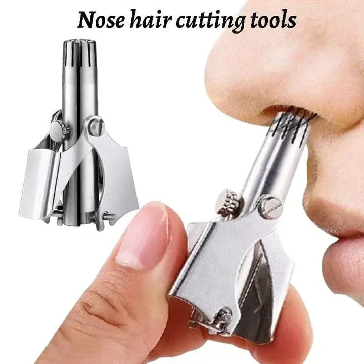 Nose Hair Trimmer with Manual Twist Action and Safety Blades, Compact Stainless Steel All Vera Mart