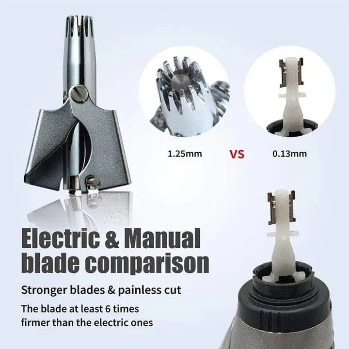 Nose Hair Trimmer with Manual Twist Action and Safety Blades, Compact Stainless Steel All Vera Mart