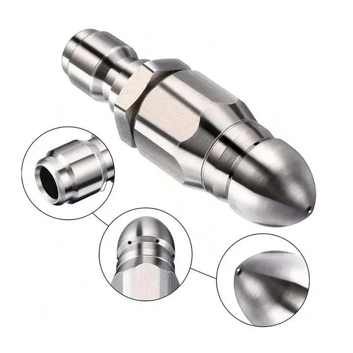Sewer Jetter Nozzle with Pointed Stainless Tip and Universal Hose for Pressure Washers All Vera Mart