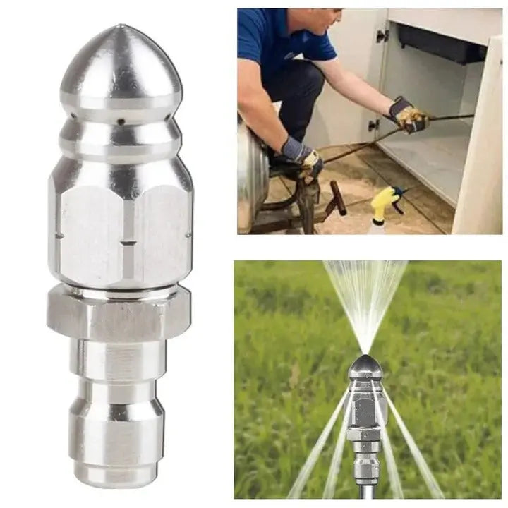Sewer Jetter Nozzle with Pointed Stainless Tip and Universal Hose for Pressure Washers All Vera Mart