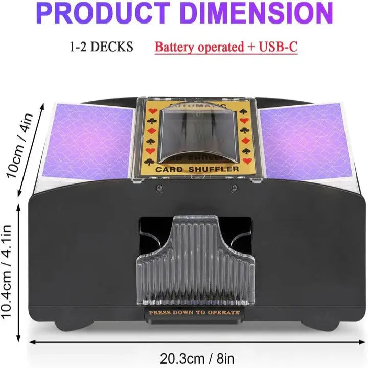 Automatic Card Shuffler with Dual Deck Capacity and Battery Power, Portable All Vera Mart