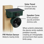 Motion Sensor Bird Repeller with Adjustable Sensitivity and Volume Control, Weatherproof All Vera Mart