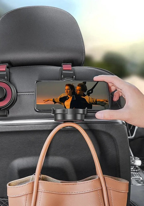 Headrest Organizer Hook with Cup Holder and Foldable Phone Stand All Vera Mart