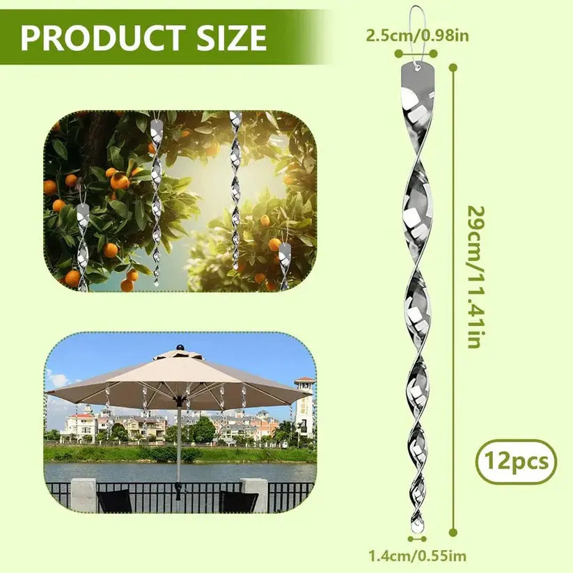 Reflective Bird Deterrent with Wind Rotation and Hanging Cord, Pack of 12 or 24 All Vera Mart