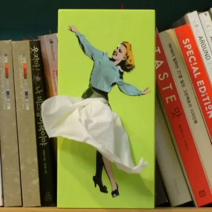 Skirt-Shaped Tissue Box Cover with Weighted Base and Flutter Collar, Fits Standard Boxes All Vera Mart
