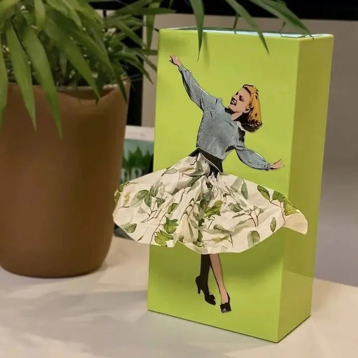 Skirt-Shaped Tissue Box Cover with Weighted Base and Flutter Collar, Fits Standard Boxes All Vera Mart