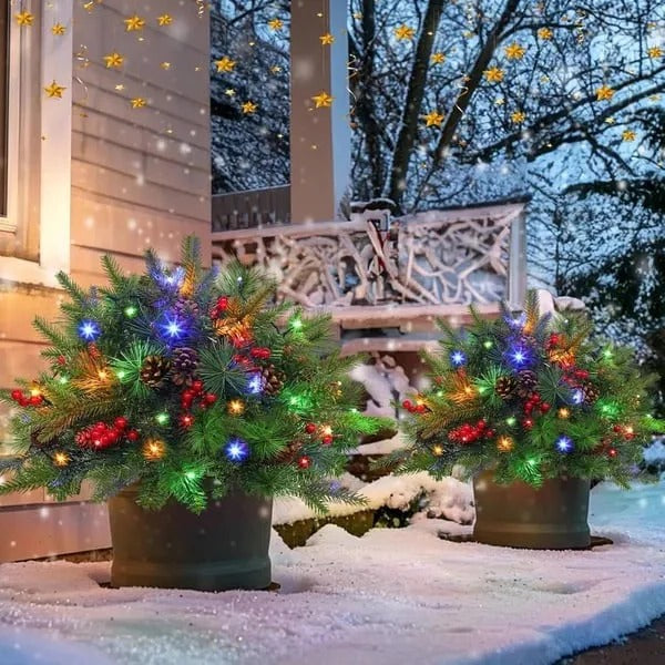 Pre Lit Urn Filler with 35 Warm White Lights and Automatic Timer All Vera Mart
