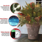 Pre Lit Urn Filler with 35 Warm White Lights and Automatic Timer All Vera Mart