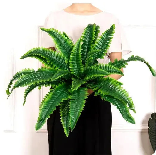 Artificial Boston Fern with 18 Full Fronds and UV-Stable Weather-Resistant Foliage All Vera Mart