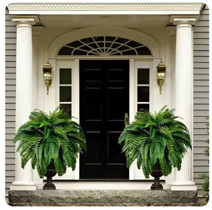 Artificial Boston Fern with 18 Full Fronds and UV-Stable Weather-Resistant Foliage All Vera Mart