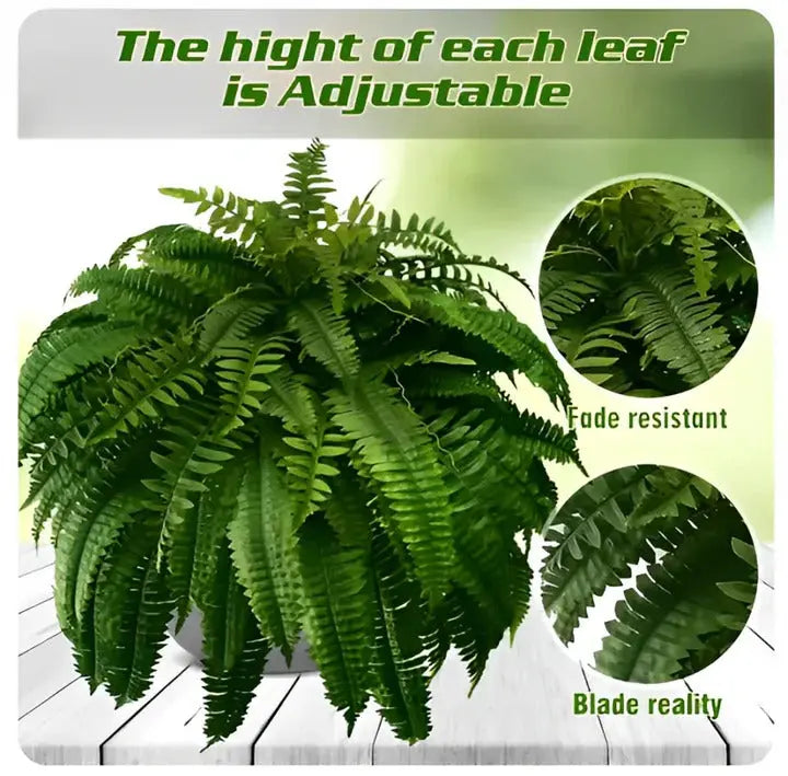 Artificial Boston Fern with 18 Full Fronds and UV-Stable Weather-Resistant Foliage All Vera Mart