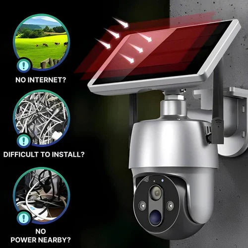 Outdoor Security Camera with 360 Degree Rotating Lens and Solar Rechargeable Battery All Vera Mart