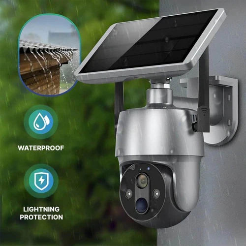 Outdoor Security Camera with 360 Degree Rotating Lens and Solar Rechargeable Battery All Vera Mart