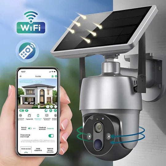 Outdoor Security Camera with 360 Degree Rotating Lens and Solar Rechargeable Battery All Vera Mart