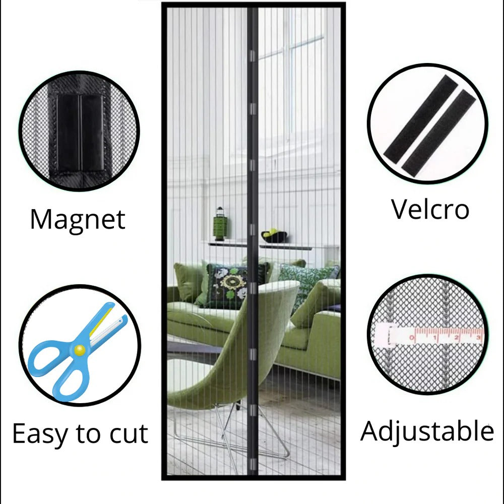 Magnetic Door Screen with Automatic Closure and Adjustable Mesh Panels All Vera Mart