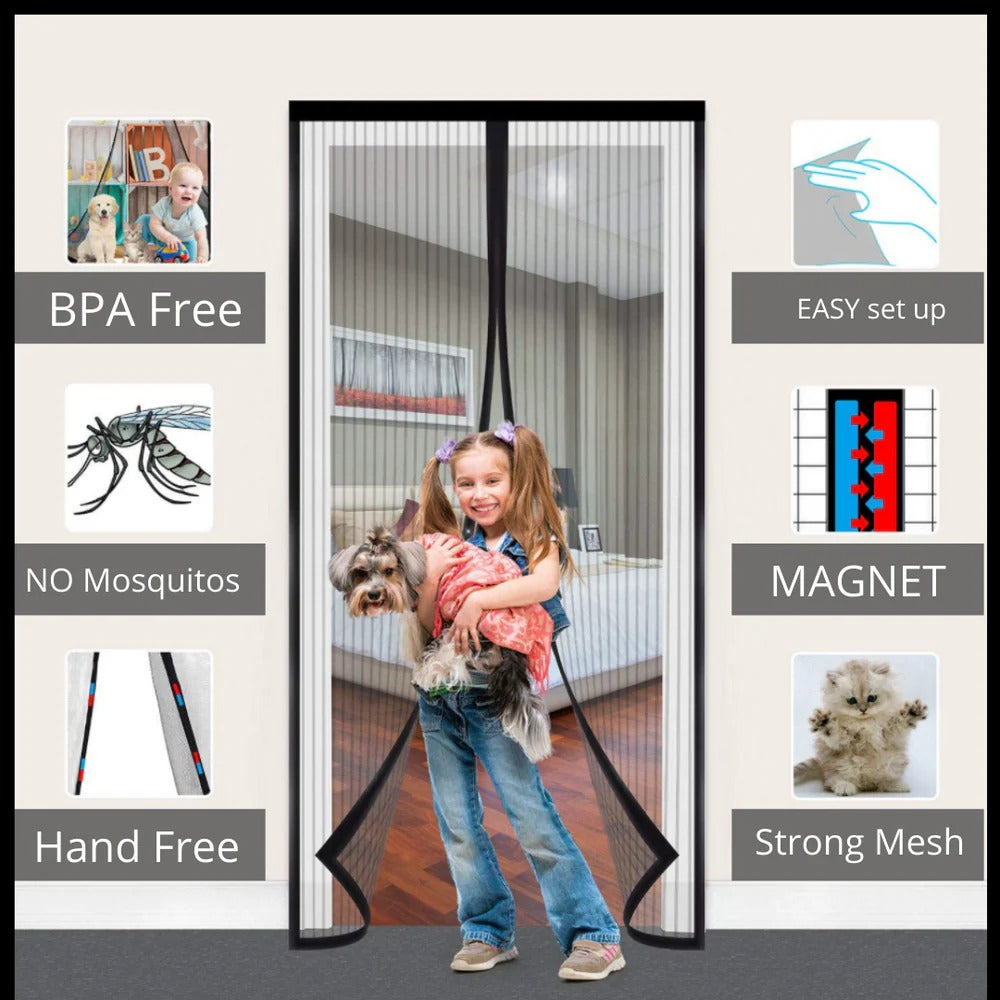 Magnetic Door Screen with Automatic Closure and Adjustable Mesh Panels All Vera Mart