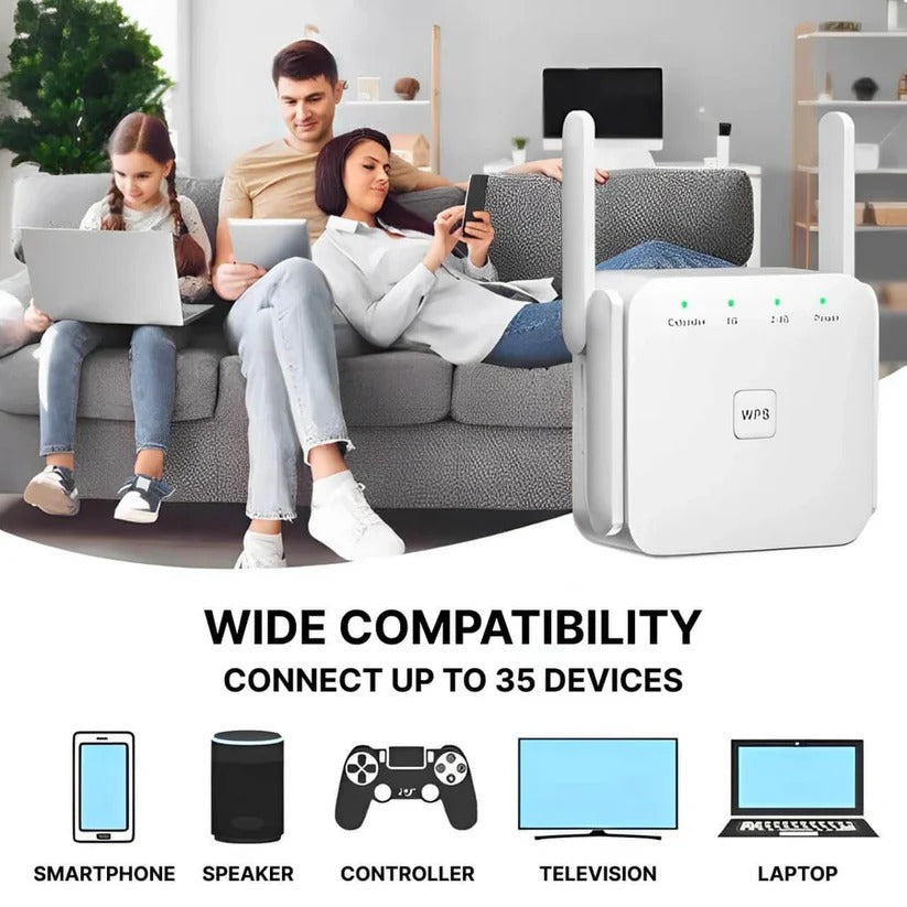 WiFi Repeater with Dual High Gain Antennas and 300 Mbps Speed, 300 Sq Meter Coverage All Vera Mart